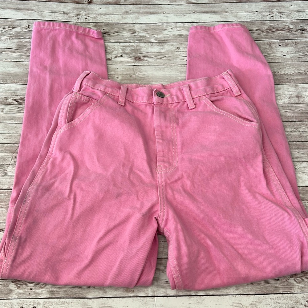 John Galt Brandy Melville Pink High Rise Baggy Wide Leg Cargo Pants Jeans
